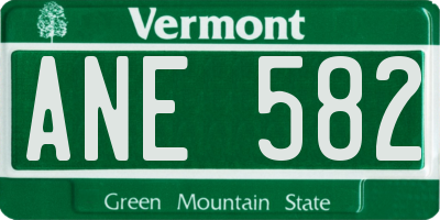 VT license plate ANE582