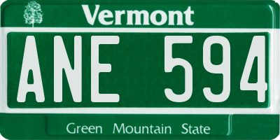 VT license plate ANE594