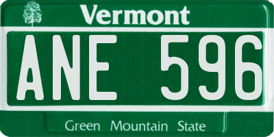 VT license plate ANE596