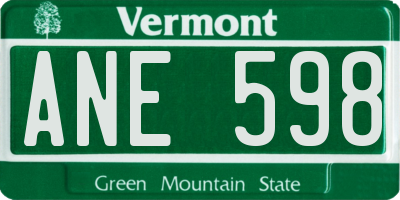 VT license plate ANE598