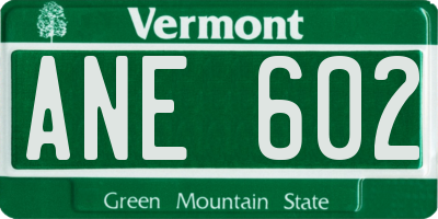VT license plate ANE602