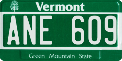 VT license plate ANE609