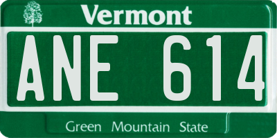 VT license plate ANE614