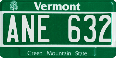 VT license plate ANE632