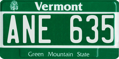 VT license plate ANE635