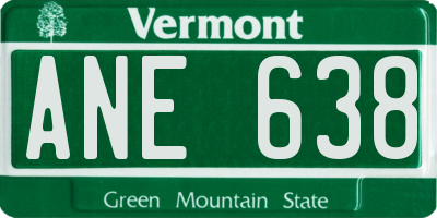 VT license plate ANE638