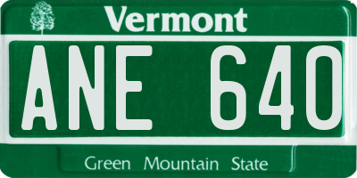 VT license plate ANE640