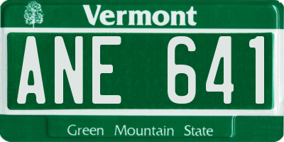 VT license plate ANE641