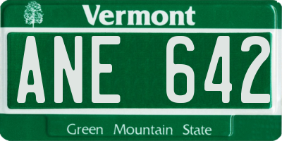 VT license plate ANE642