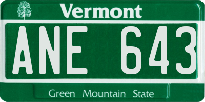 VT license plate ANE643