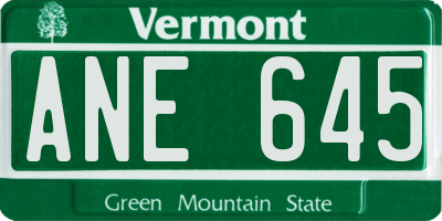 VT license plate ANE645