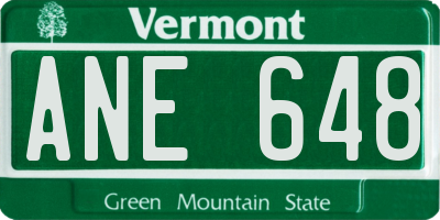 VT license plate ANE648