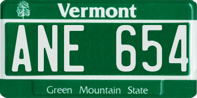 VT license plate ANE654