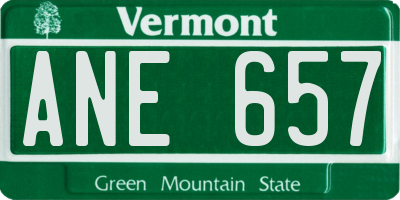 VT license plate ANE657