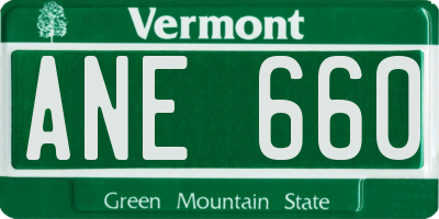 VT license plate ANE660