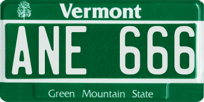 VT license plate ANE666