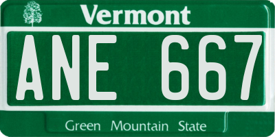VT license plate ANE667