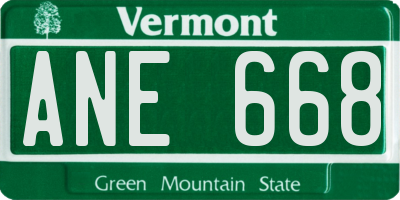 VT license plate ANE668