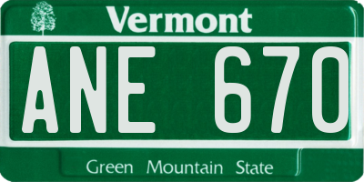 VT license plate ANE670