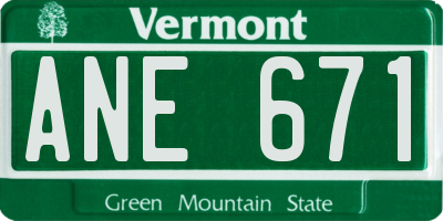 VT license plate ANE671