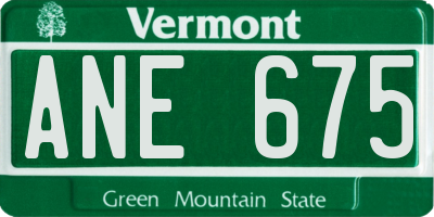 VT license plate ANE675