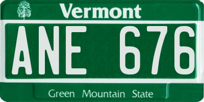 VT license plate ANE676
