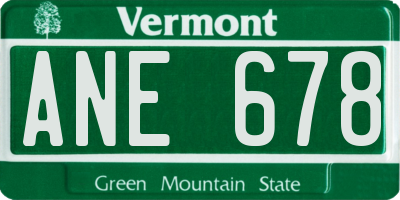 VT license plate ANE678