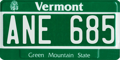 VT license plate ANE685