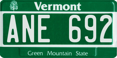 VT license plate ANE692