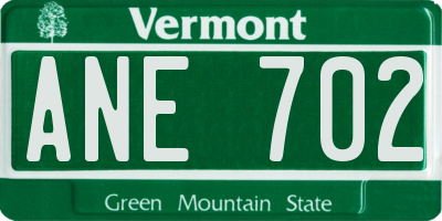 VT license plate ANE702