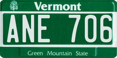 VT license plate ANE706