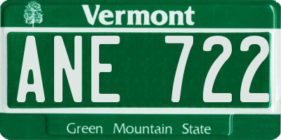 VT license plate ANE722