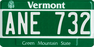 VT license plate ANE732