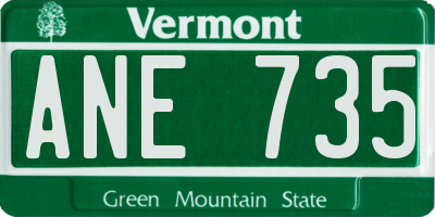 VT license plate ANE735