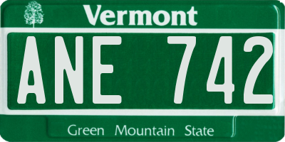 VT license plate ANE742