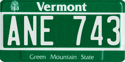 VT license plate ANE743