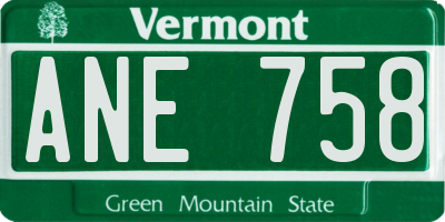 VT license plate ANE758