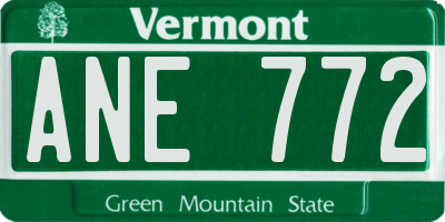 VT license plate ANE772