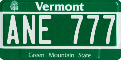 VT license plate ANE777