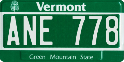 VT license plate ANE778