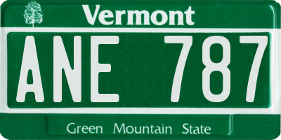 VT license plate ANE787