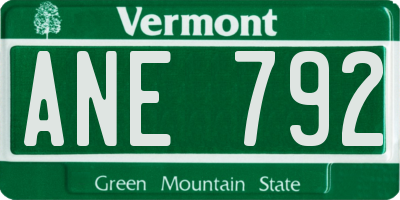 VT license plate ANE792