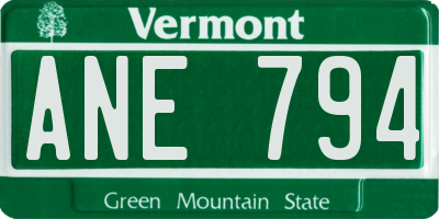 VT license plate ANE794
