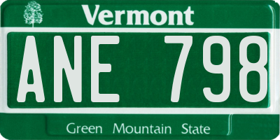 VT license plate ANE798