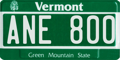 VT license plate ANE800