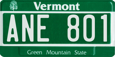 VT license plate ANE801