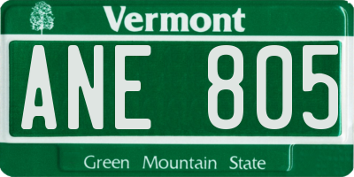 VT license plate ANE805