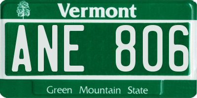 VT license plate ANE806