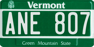 VT license plate ANE807