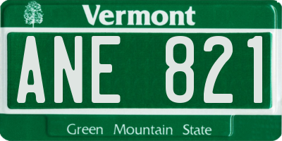 VT license plate ANE821